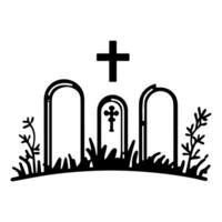 cemetery icon or modern line symbol. line art and icon design with bold outline. Black and white Pixel Perfect minimalistic symbol isolated white background. Silhouette simple thin sign vector