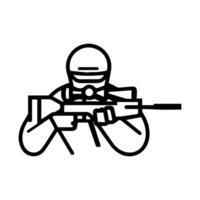 Sniper icon or modern line symbol. line art and icon design with bold outline. Black and white Pixel Perfect minimalistic symbol isolated white background. Silhouette simple thin sign vector