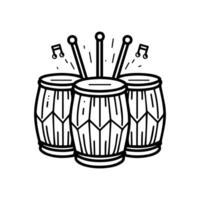 Drums icon or modern line symbol. line art and icon design with bold outline. Black and white Pixel Perfect minimalistic symbol isolated white background. Silhouette simple thin sign vector