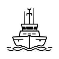 Military Boat icon or modern line symbol. line art and icon design with bold outline. Black and white Pixel Perfect minimalistic symbol isolated white background. Silhouette simple thin sign vector