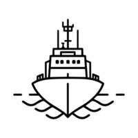 Military Boat icon or modern line symbol. line art and icon design with bold outline. Black and white Pixel Perfect minimalistic symbol isolated white background. Silhouette simple thin sign vector
