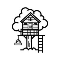 Tree House icon or modern line symbol. line art and icon design with bold outline. Black and white Pixel Perfect minimalistic symbol isolated white background. Silhouette simple thin sign vector