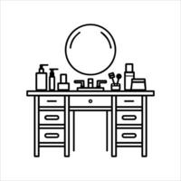 Dressing Table icon or modern line symbol. line art and icon design with bold outline. Black and white Pixel Perfect minimalistic symbol isolated white background. Silhouette simple thin sign vector
