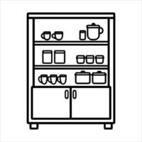 Cupboard icon or modern line symbol. line art and icon design with bold outline. Black and white Pixel Perfect minimalistic symbol isolated white background. Silhouette simple thin sign vector