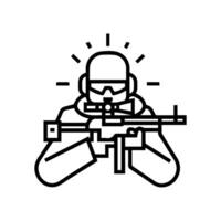 Sniper icon or modern line symbol. line art and icon design with bold outline. Black and white Pixel Perfect minimalistic symbol isolated white background. Silhouette simple thin sign vector