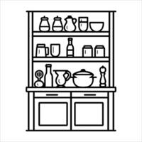 Cupboard icon or modern line symbol. line art and icon design with bold outline. Black and white Pixel Perfect minimalistic symbol isolated white background. Silhouette simple thin sign vector