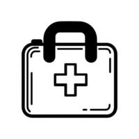 Medical Bag icon or modern line symbol. line art and icon design with bold outline. Black and white Pixel Perfect minimalistic symbol isolated white background. Silhouette simple thin sign vector