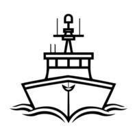 Military Boat icon or modern line symbol. line art and icon design with bold outline. Black and white Pixel Perfect minimalistic symbol isolated white background. Silhouette simple thin sign vector
