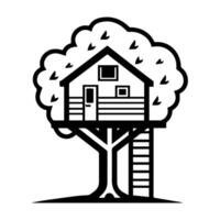 Tree House icon or modern line symbol. line art and icon design with bold outline. Black and white Pixel Perfect minimalistic symbol isolated white background. Silhouette simple thin sign vector