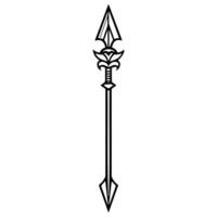 Spear icon or modern line symbol. line art and icon design with bold outline. Black and white Pixel Perfect minimalistic symbol isolated white background. Silhouette simple thin sign vector