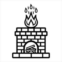 Fireplace icon or modern line symbol. line art and icon design with bold outline. Black and white Pixel Perfect minimalistic symbol isolated white background. Silhouette simple thin sign vector
