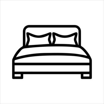 Bed icon or modern line symbol. line art and icon design with bold outline. Black and white Pixel Perfect minimalistic symbol isolated white background. Silhouette simple thin sign vector