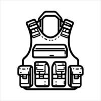 Military Vest icon or modern line symbol. line art and icon design with bold outline. Black and white Pixel Perfect minimalistic symbol isolated white background. Silhouette simple thin sign vector