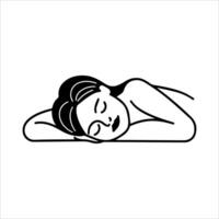 Sleeping icon or modern line symbol. line art and icon design with bold outline. Black and white Pixel Perfect minimalistic symbol isolated white background. Silhouette simple thin sign vector