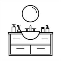 Washstand icon or modern line symbol. line art and icon design with bold outline. Black and white Pixel Perfect minimalistic symbol isolated white background. Silhouette simple thin sign vector