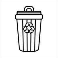 garbage icon or modern line symbol. line art and icon design with bold outline. Black and white Pixel Perfect minimalistic symbol isolated white background. Silhouette simple thin sign vector