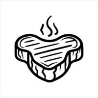 steak icon or modern line symbol. line art and icon design with bold outline. Black and white Pixel Perfect minimalistic symbol isolated white background. Silhouette simple thin sign vector