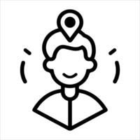User Location icon or modern line symbol. line art and icon design with bold outline. Black and white Pixel Perfect minimalistic symbol isolated white background. Silhouette simple thin sign vector