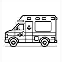 Ambulance icon or modern line symbol. line art and icon design with bold outline. Black and white Pixel Perfect minimalistic symbol isolated white background. Silhouette simple thin sign vector