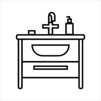 Washstand icon or modern line symbol. line art and icon design with bold outline. Black and white Pixel Perfect minimalistic symbol isolated white background. Silhouette simple thin sign vector