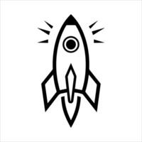 Rocket icon or modern line symbol. line art and icon design with bold outline. Black and white Pixel Perfect minimalistic symbol isolated white background. Silhouette simple thin sign vector