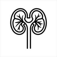 Kidneys icon or modern line symbol. line art and icon design with bold outline. Black and white Pixel Perfect minimalistic symbol isolated white background. Silhouette simple thin sign vector