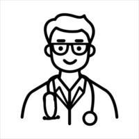 Doctor icon or modern line symbol. line art and icon design with bold outline. Black and white Pixel Perfect minimalistic symbol isolated white background. Silhouette simple thin sign vector