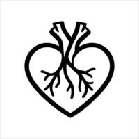 Heart icon or modern line symbol. line art and icon design with bold outline. Black and white Pixel Perfect minimalistic symbol isolated white background. Silhouette simple thin sign vector