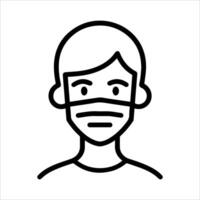 Sick Person icon or modern line symbol. line art and icon design with bold outline. Black and white Pixel Perfect minimalistic symbol isolated white background. Silhouette simple thin sign vector