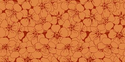 Hand drawn floral pattern design. Flower drawing simple ornament. vector