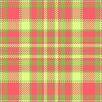 Funky check pattern seamless, layout background fabric textile. Furry tartan plaid texture in red and green colors. vector