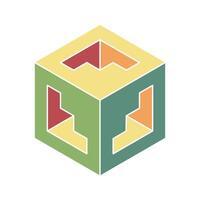 Cube logo, geometric design. Box logotype company, trendy techno emblem in isometric 3D style. vector