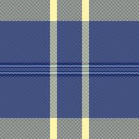 Sewing seamless pattern background, printout textile tartan check. Tablecloth fabric texture plaid in blue and yellow colors. vector