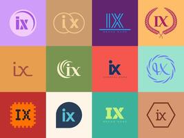 IX logo company template. Letter i and x logotype. Set different classic serif lettering and modern bold text with design elements. Initial font typography. vector