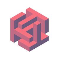 Cube logo, geometric design. Box logotype company, trendy techno emblem in isometric 3D style. vector