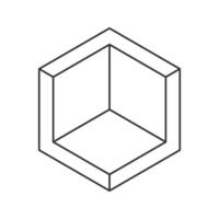 Cube logo, geometric design. Monochrome box logotype company, trendy techno emblem in isometric line style. vector