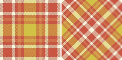 Plaid tartan check of fabric background with a textile texture pattern seamless. Set in gold colors for greeting card designs. vector