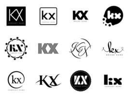 KX logo company template. Letter k and x logotype. Set different classic serif lettering and modern bold text with design elements. Initial font typography. vector