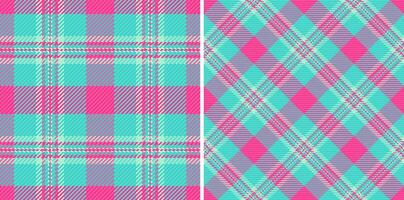 Pattern plaid tartan of fabric seamless background with a check textile texture. Set in happy colors for perfect fashion choices for any occasion. vector