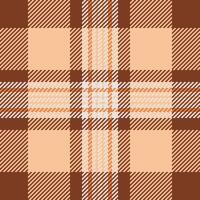 70s textile pattern background, bold check tartan. Minimalist fabric seamless texture plaid in orange and white colors. vector
