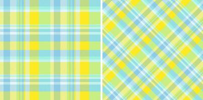 Plaid background check of tartan seamless texture with a pattern textile fabric. Set in happy colors for apartment decor ideas. vector