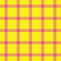 Layout plaid fabric seamless, chequered background check . Colour tartan textile pattern texture in yellow and pink colors. vector