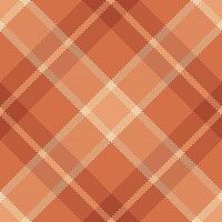 Vivid background textile seamless, crease check fabric tartan. Presentation texture pattern plaid in orange and red colors. vector