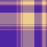 Intricate pattern tartan textile, relief check seamless. Ribbon texture fabric background plaid in indigo and amber colors. vector