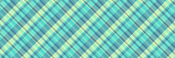 Summertime pattern seamless background, thin plaid tartan . Pano check texture textile fabric in teal and cyan colors. vector