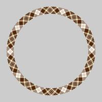 Circle borders and frames . Round border pattern geometric vintage frame design. Scottish tartan plaid fabric texture. Template for gift card, collage, scrapbook or photo album and portrait. vector