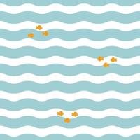 Fishes on the waves creative seamless pattern. background with sea and fish for printing on fabric vector