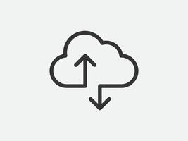 Technology icon cloud computing connection. Big data global server. Line design symbol. vector
