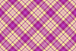 Worn plaid fabric, yuletide tartan background pattern. Store texture check seamless textile in pink and yellow colors. vector