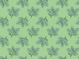 Hand drawn floral pattern design. Simple ornament with plant and leaf. vector